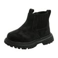 thumbnail image 1 of Chelsea Boots for Girl Kids Waterproof Leather Lug Sole Fashion Splice Side Zipper Round Toe Short Ankle Booties Black 12 Little Kid, 1 of 5