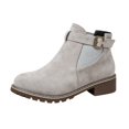 thumbnail image 1 of Chelsea Boots for Women Ankle Almond Toe Low Block Heel Buckle Strap Elastic Side Booties 37, 1 of 5