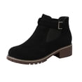 thumbnail image 1 of Chelsea Boots for Women Ankle Almond Toe Low Block Heel Buckle Strap Elastic Side Booties 38, 1 of 5