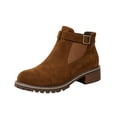 thumbnail image 1 of Chelsea Boots for Women Ankle Almond Toe Low Block Heel Buckle Strap Elastic Side Booties 43, 1 of 5