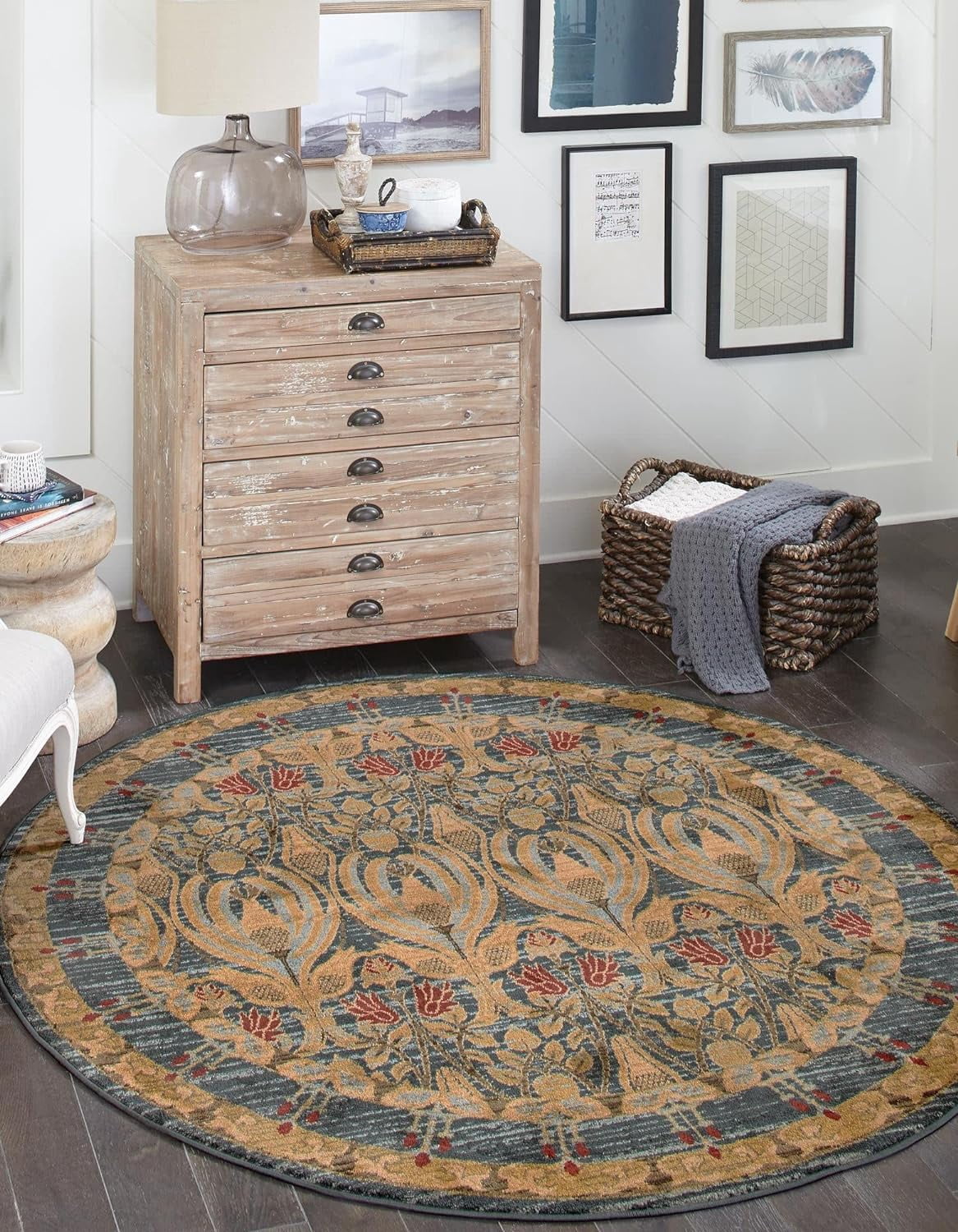 Chelsea Collection Rug 8' Round Navy Blue Medium Rug Perfect For