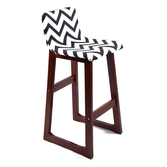 Chelsea Contemporary Wood/Fabric Barstool - Black/White Chevron