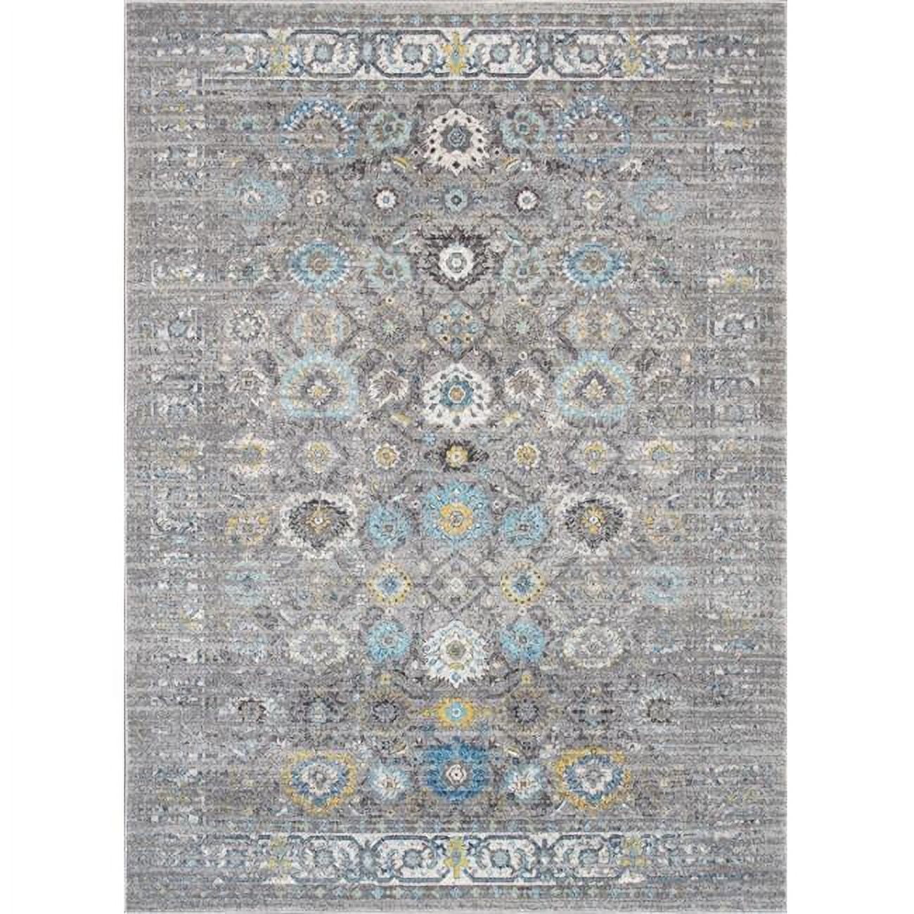 Luxurious Silver Synthetic 72" Round Area Rug