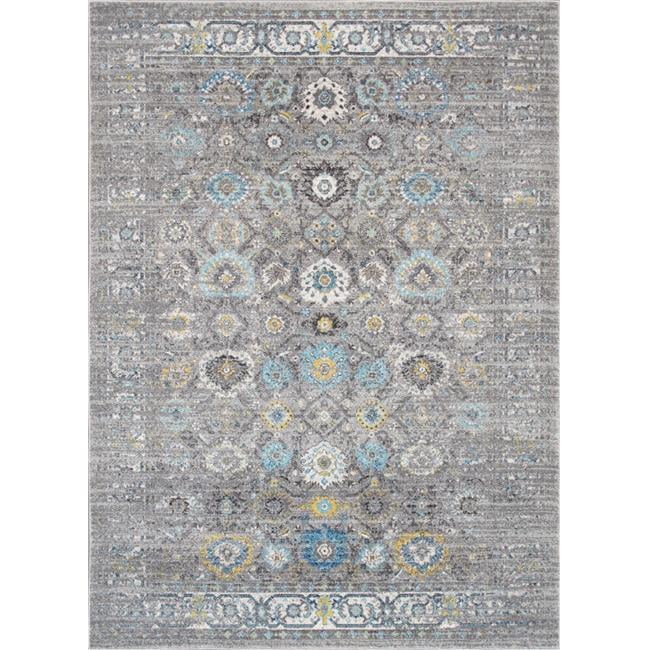 Luxurious Silver Synthetic 72" Round Area Rug