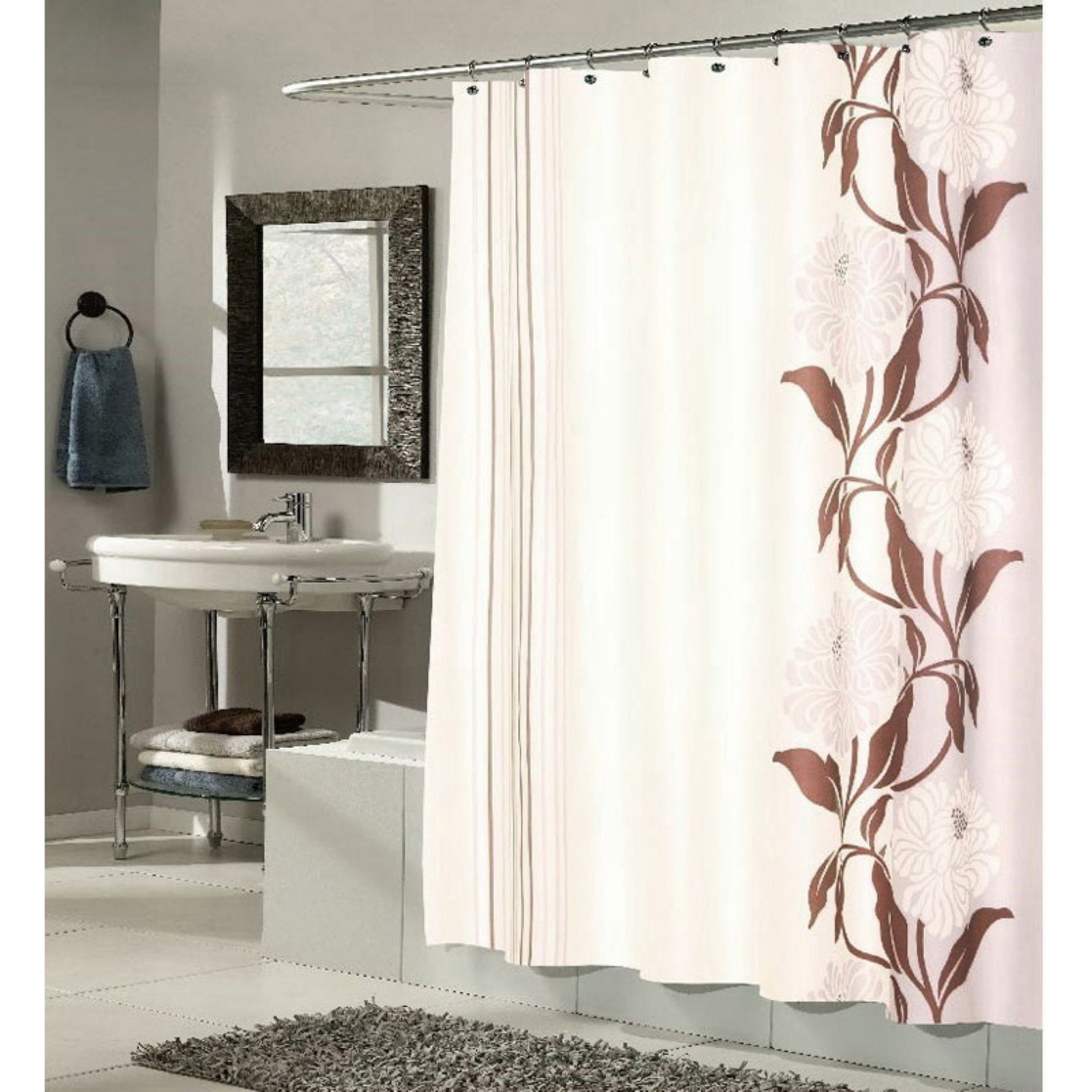 "Chelsea" Fabric Shower Curtain in Chocolate - Walmart.com