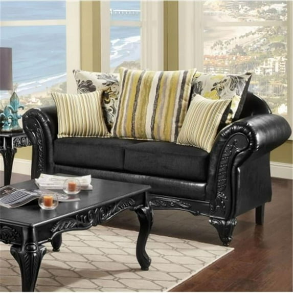 Chelsea Furniture 726535-L Traditional Crawford Loveseat, Botenica Ebony