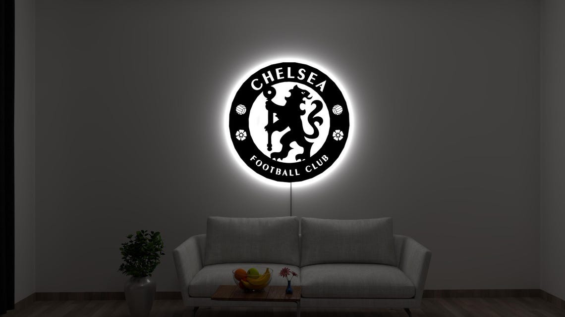 Chelsea LED Wall Art – Light Up Soccer Club Emblem Sign for Game Room ...