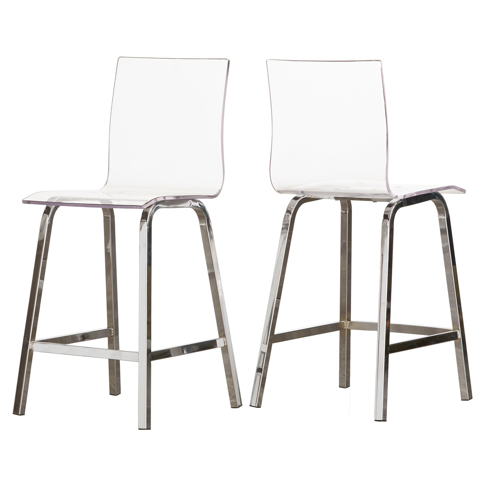 Chelsea Lane Acrylic and Chrome Swivel Stool, Set of Two, Counter Height
