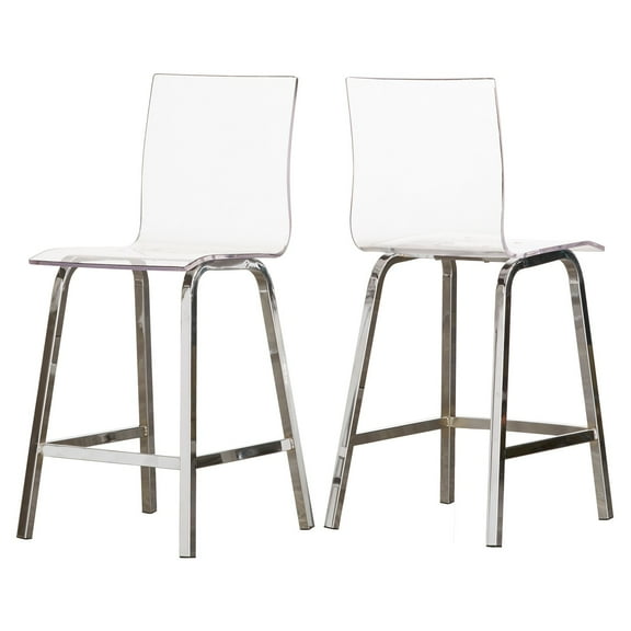 Chelsea Lane Acrylic and Chrome Swivel Stool, Set of Two, Counter Height