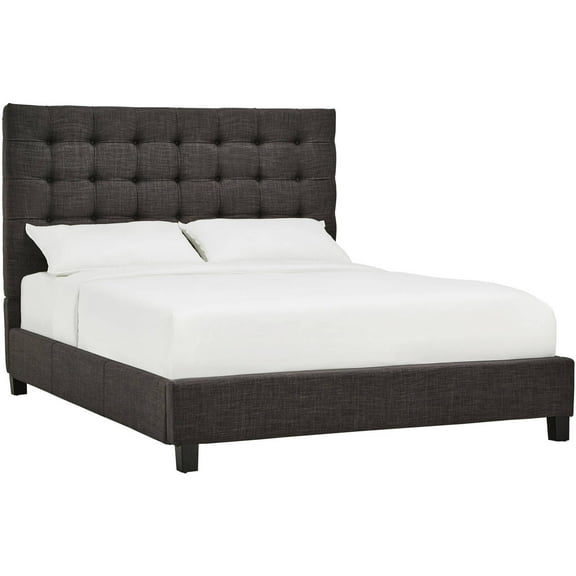 Chelsea Lane Button Tufted Upholstered Bed, Full, Dark Grey