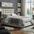 thumbnail image 1 of Chelsea Lane Button Tufted Upholstered Platform Bed, Full, Beige, 1 of 2