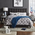 thumbnail image 1 of Chelsea Lane Button Tufted Upholstered Platform Bed, King, Dark Grey, 1 of 2