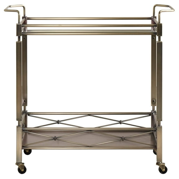 Weston Home Chelsea Lane Clear Tempered Glass Metal Bar Cart, Brass