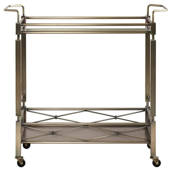 Weston Home Chelsea Lane Clear Tempered Glass Metal Bar Cart, Brass
