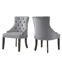 Weston Home Chelsea Lane Curved Back Velvet Tufted Dining Chair, Gray (Set of 2)
