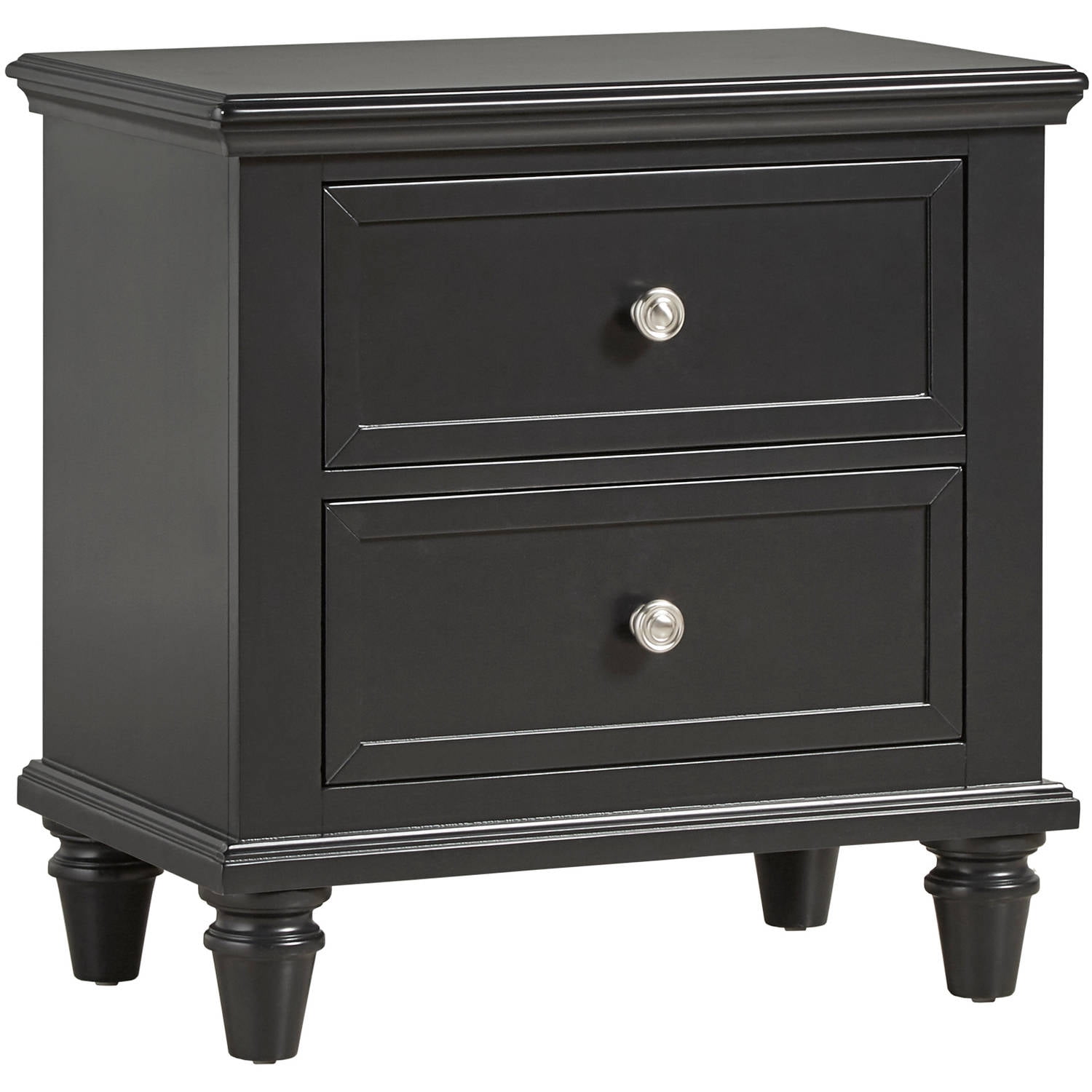 Chelsea Lane Elise 2-Drawer Nightstand End Table, Black