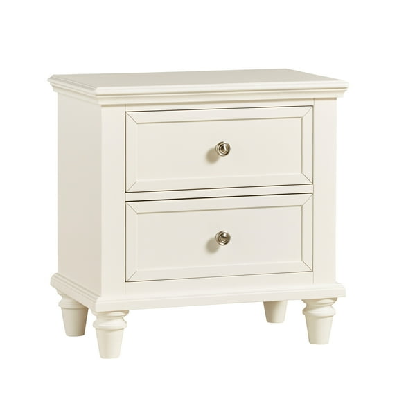 Chelsea Lane Elise 2-Drawer Nightstand End Table, White