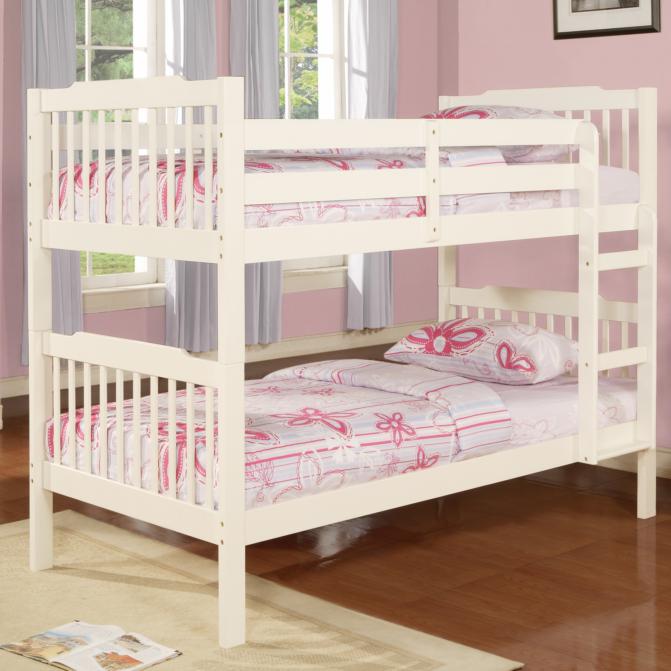 Chelsea Lane Elise Convertible Twin Over Twin Wood Bunk Bed, White - image 1 of 5