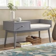 thumbnail image 1 of Chelsea Lane Ethan Wood Bench with 1 Drawer, Frost Gray, 1 of 7