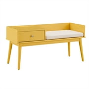 Weston Home Chelsea Lane Ethan Wood Bench with 1 Drawer, Yellow