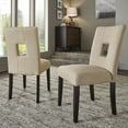 thumbnail image 1 of Weston Home Landen Keyhole Linen Dining Side Chair, Beige (Set of 2), 1 of 6