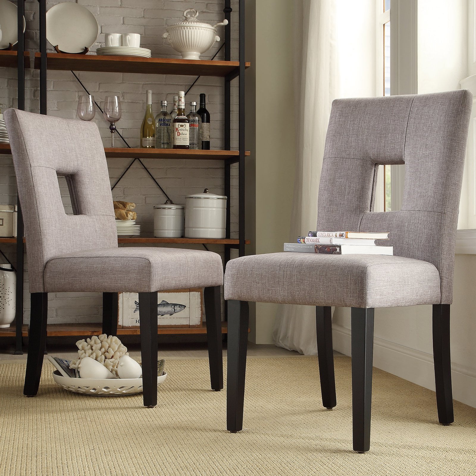 Chelsea Lane Keyhole Upholstered Dining Side Chair, Set of Two, Gray ...