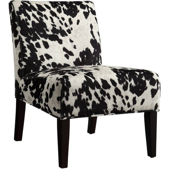 Chelsea Lane Maxfield Cowhide Print Lounge Accent Chair, Black