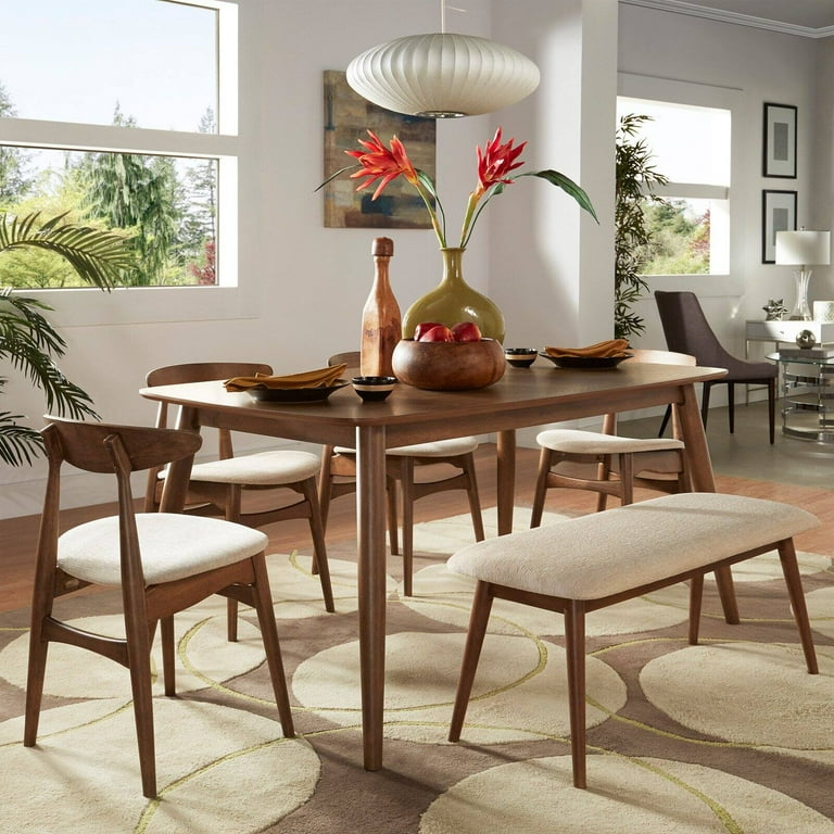 Chelsea Lane Mid Century Modern 6 Piece Dining Set Walmart