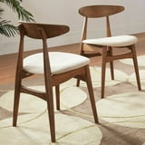 Chelsea Lane Mid Century Modern Beige Upholstered Wood Side Chairs, Set ...