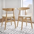 thumbnail image 1 of Chelsea Lane Mid Century Modern Beige Upholstered Wood Side Chairs, Set of 2, Walnut Finish, 1 of 6