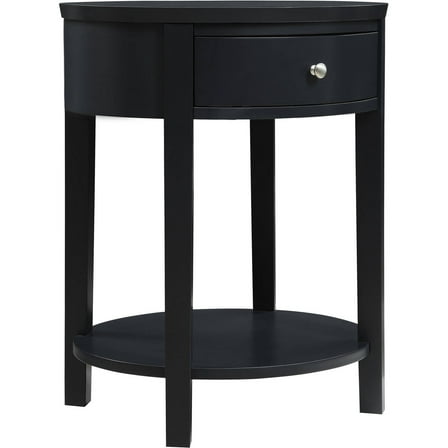 Chelsea Lane Oval Wood Accent Table with Drawer, Vulcan Black