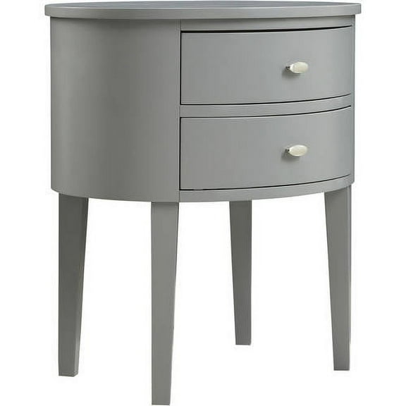 Chelsea Lane Frost Gray Oval Wood Side Table with Two Drawers