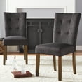 thumbnail image 1 of Chelsea Lane Upholstered Cherry Finish Dining Side Chair, Set of 2, Dark Gray, 1 of 7
