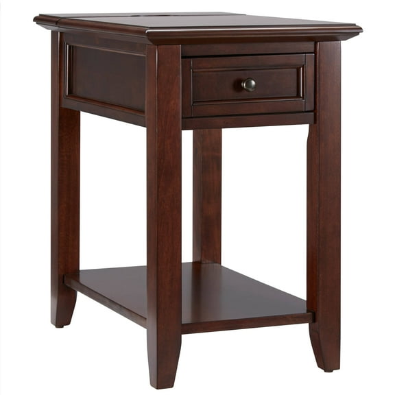 Chelsea Lane Wood End Table with Drawer and Lift-top Power Outlet, Espresso