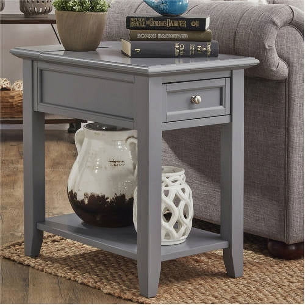 Chelsea Lane Wood End Table with Drawer and Lift-top Power Outlet