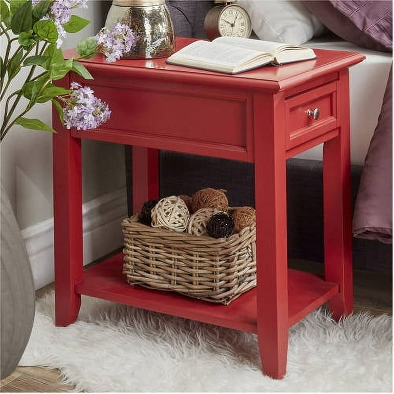 Chelsea Lane Wood End Table with Drawer and Lift-top Power Outlet, Frost  Gray 