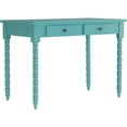 thumbnail image 1 of Chelsea Lane Wood Writing Desk 2-Drawer with Helix Legs, Marine Green, 1 of 4