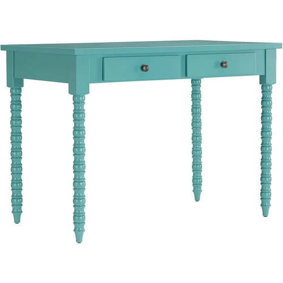 Chelsea Lane Wood Writing Desk 2-Drawer with Helix Legs, Marine Green