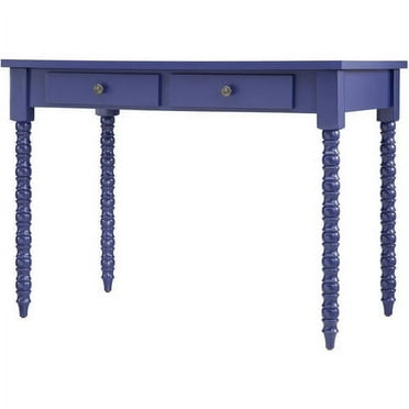 Chelsea Lane Wood Writing Desk 2-Drawer with Helix Legs, Twilight Blue