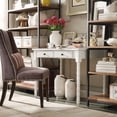 thumbnail image 1 of Chelsea Lane Wood Writing Desk 2-Drawer with Helix Legs, White, 1 of 5