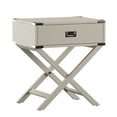 thumbnail image 1 of Weston Home Modern End Table with X-Base Legs and Drawer, Silver Birch, 1 of 8