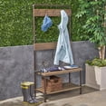 thumbnail image 1 of Chelsea Outdoor Industrial Acacia Wood and Iron Bench with Shelf and Coat Hooks, Gray, 1 of 6