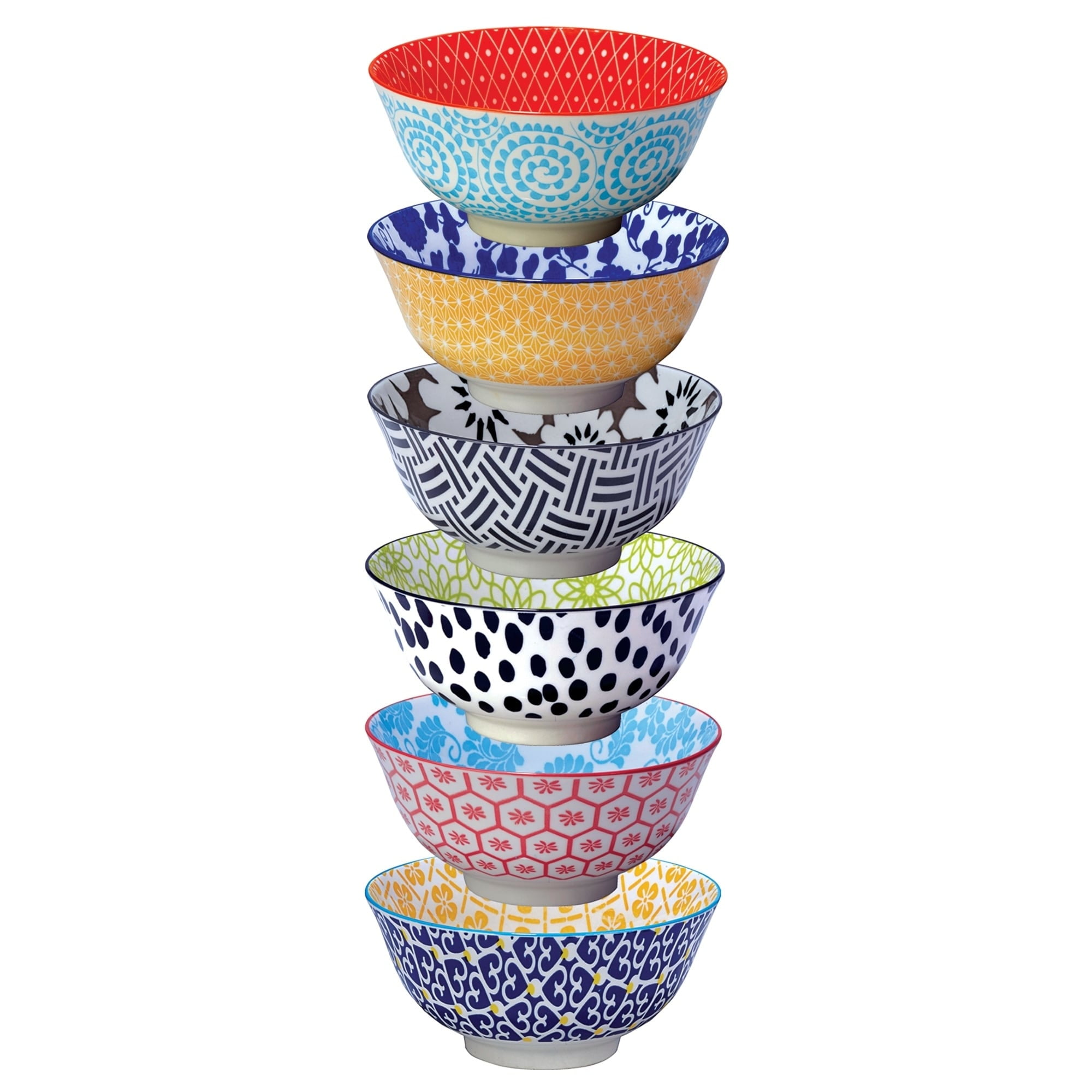 Chelsea Multicolor Ceramic 6.25" Bowls, Set of 6