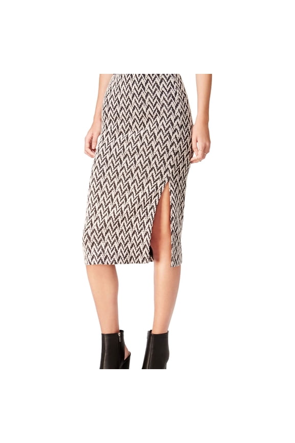 Womens Printed Pencil Skirt, Black, X-Small