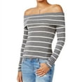 thumbnail image 1 of Chelsea Sky Womens Striped Pullover Blouse, Grey, Small, 1 of 2