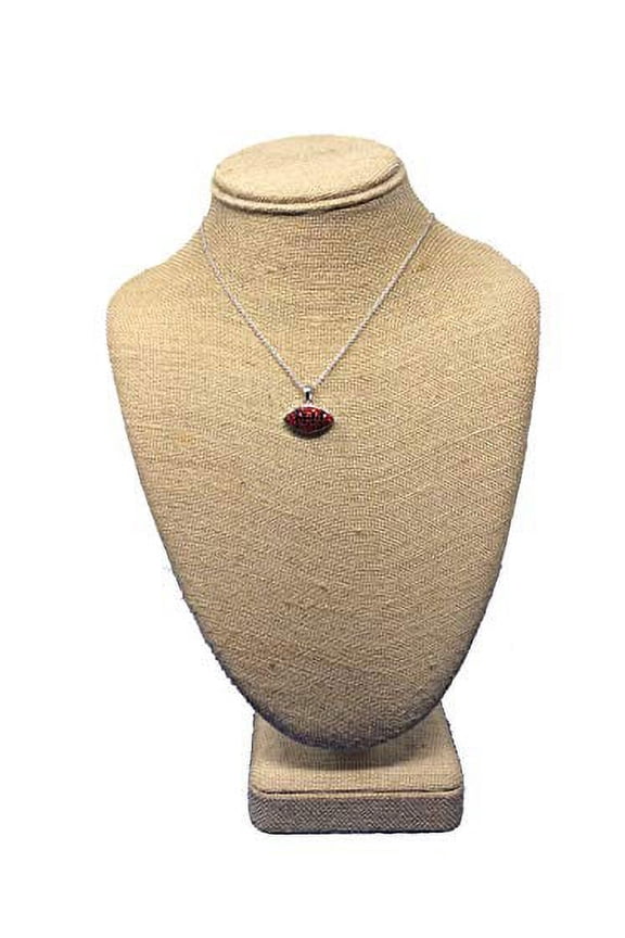 Red & Black Brass Football Pendant Necklace