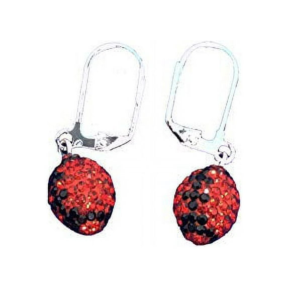 Chelsea Taylor Red & Black Brass Preciosa Football Earrings