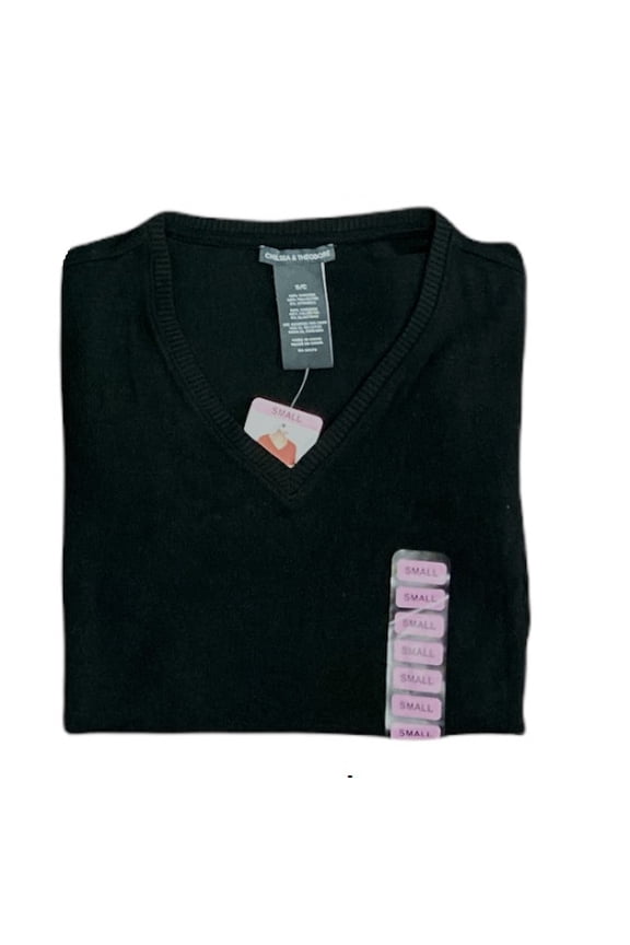 Women's Short Sleeve V-Neck Tunic Tee Shirt (Black, S)