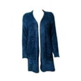 thumbnail image 1 of Chelsea + Theodore Womens Size Small Open Front Eyelash Cardigan, Blue Spruce, 1 of 4