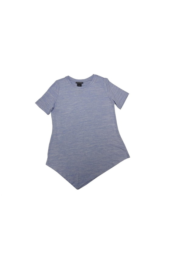 Womens Size Small S/S Handkerchief Top Tee, Peri/White Heather